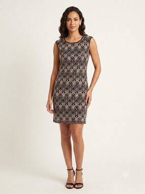 connected apparel Black Dress with Cream Lace Motif